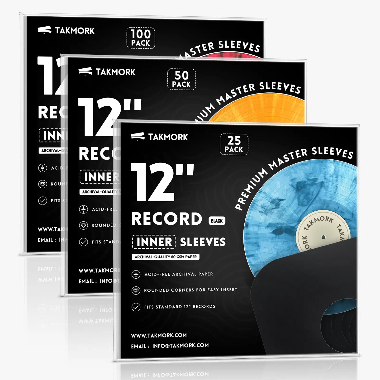 12-Inch Paper Record Inner Sleeves (Black)