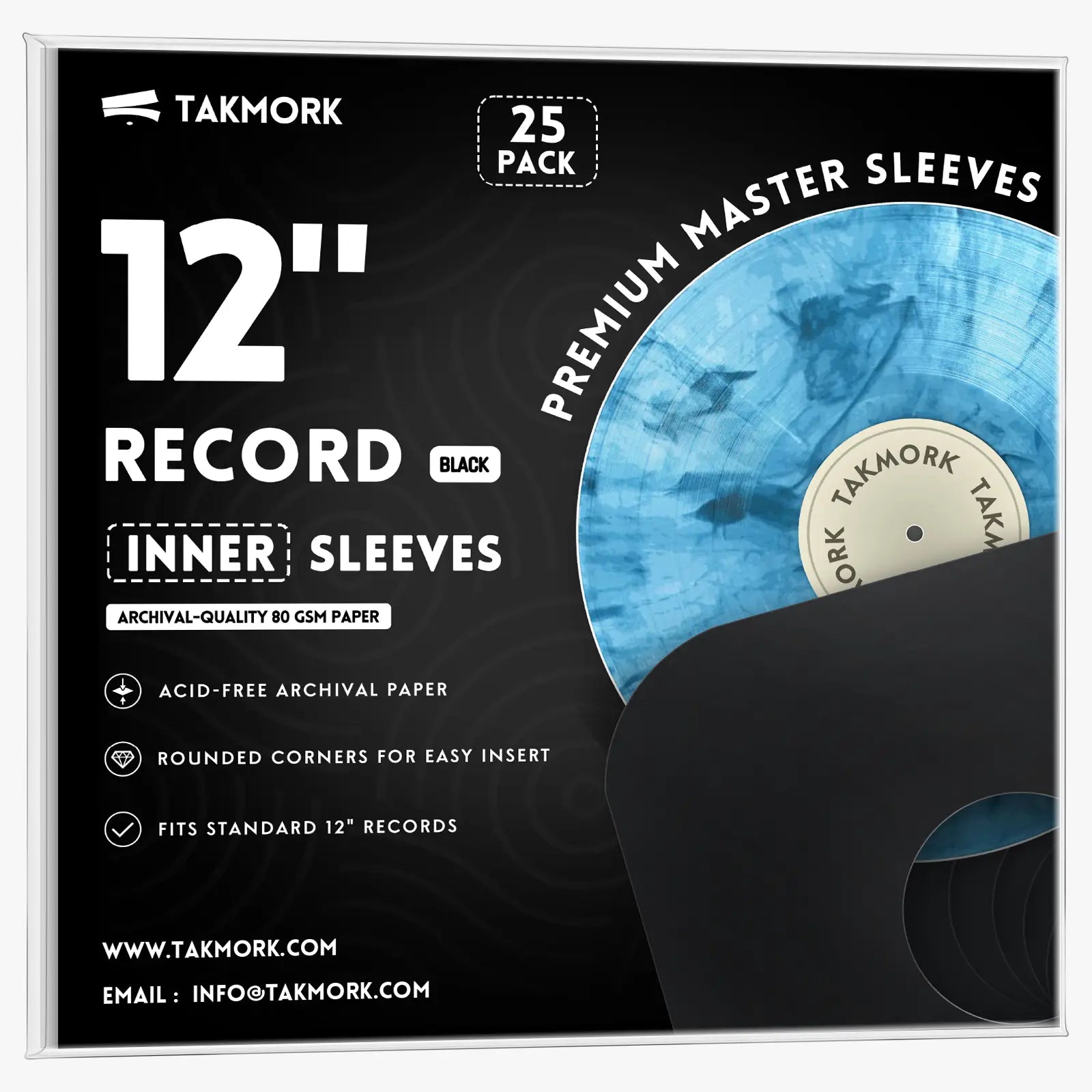 12-Inch Paper Record Inner Sleeves (Black)