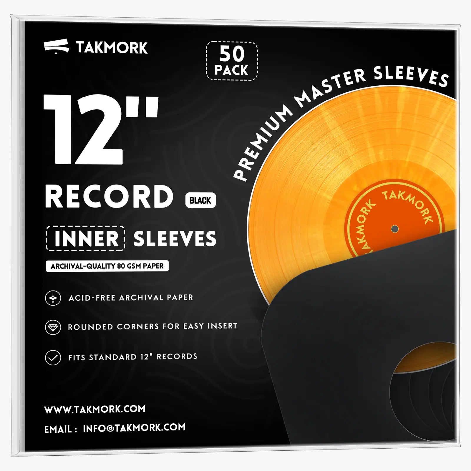12-Inch Paper Record Inner Sleeves (Black)