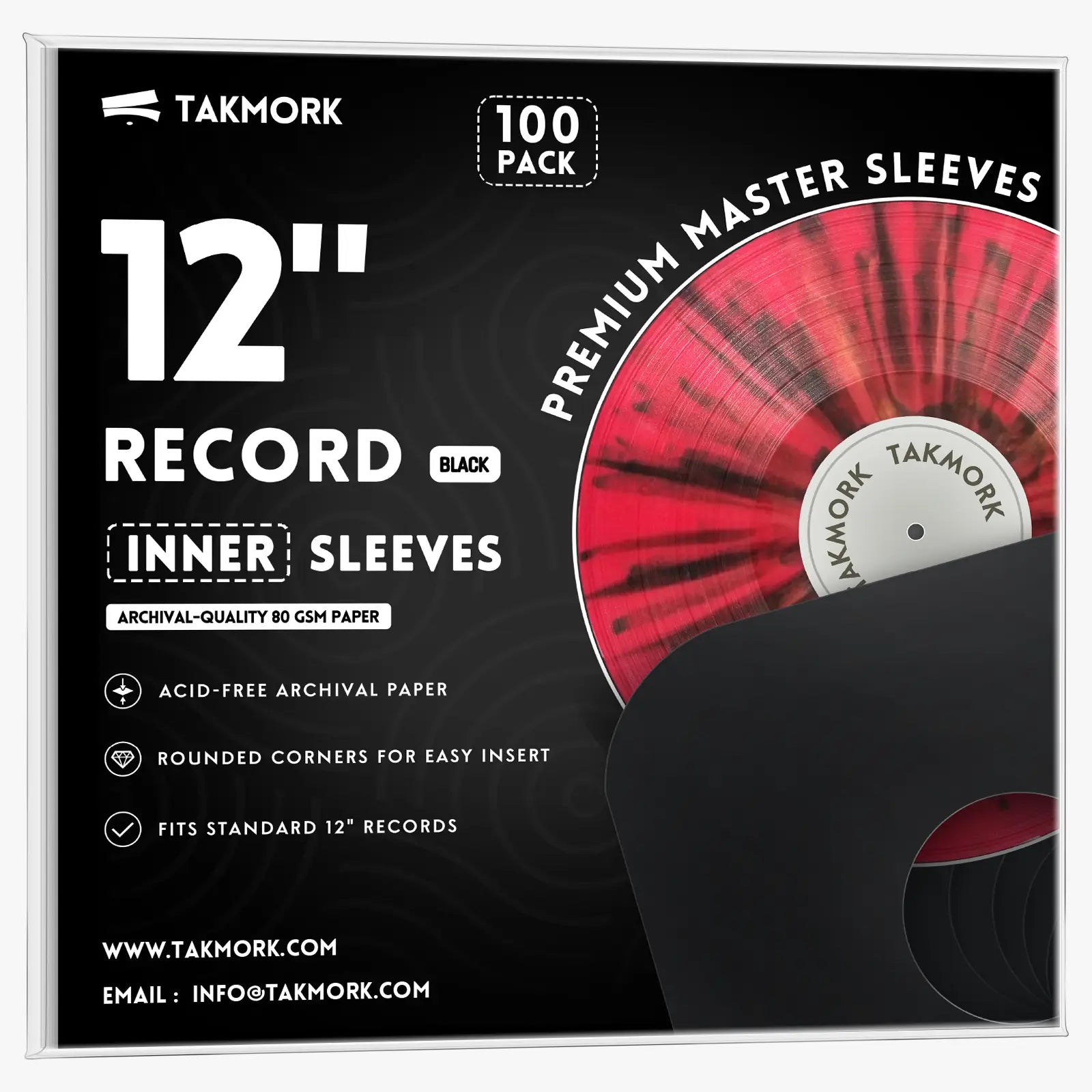 12-Inch Paper Record Inner Sleeves (Black)