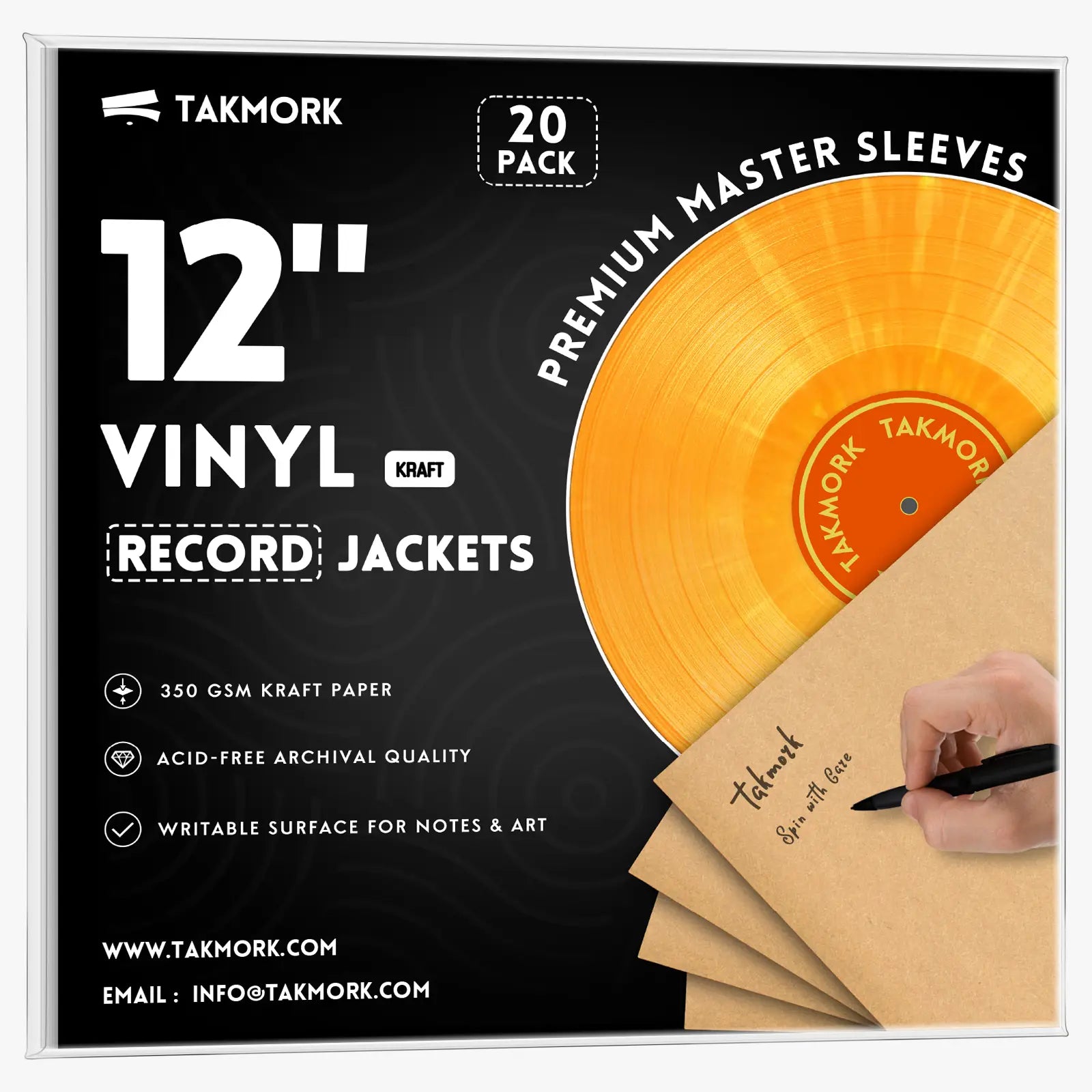 12-Inch kraft paper Blank Album Jackets – 350gsm Vinyl Record Covers