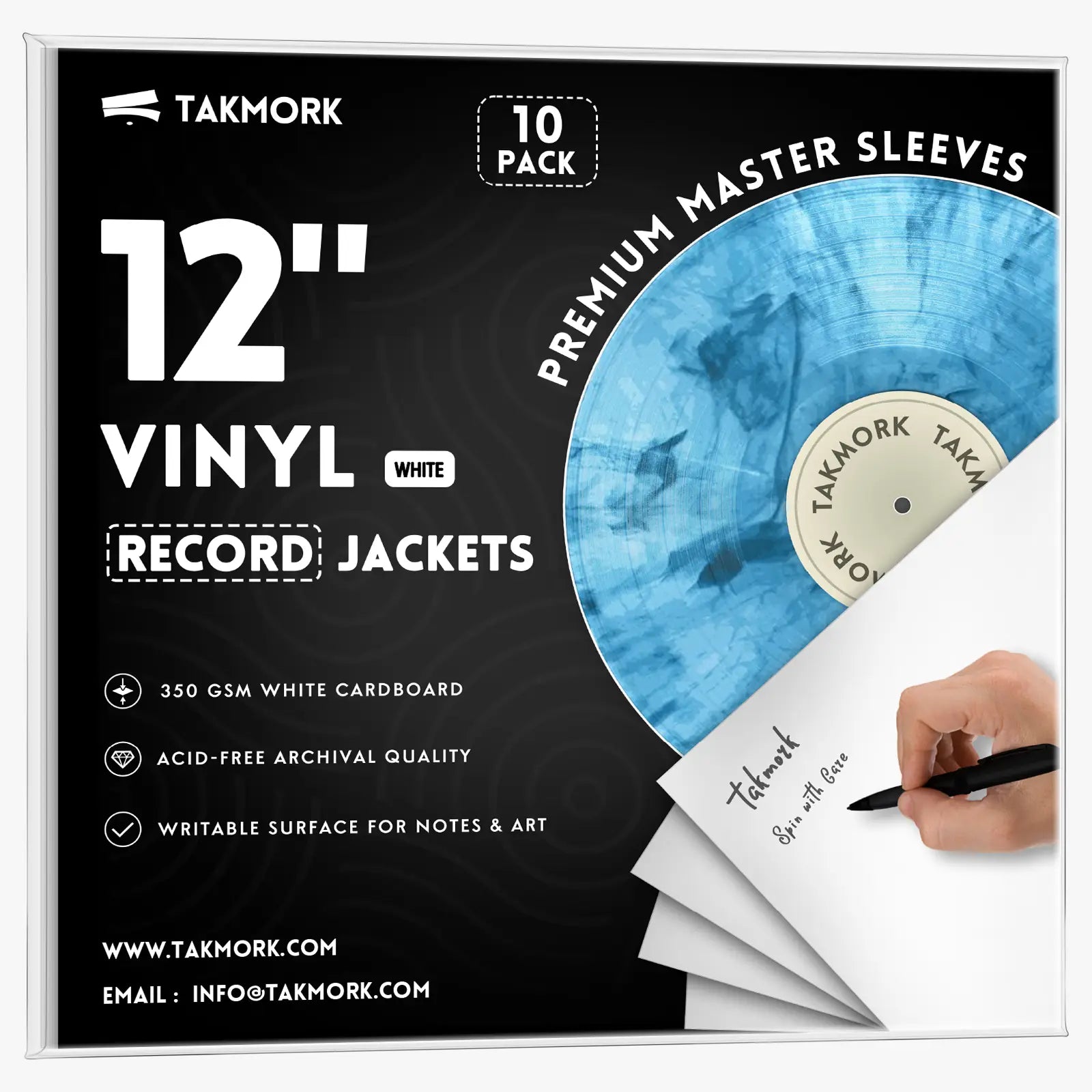 12-Inch White Blank Album Jackets – 350gsm Vinyl Record Covers