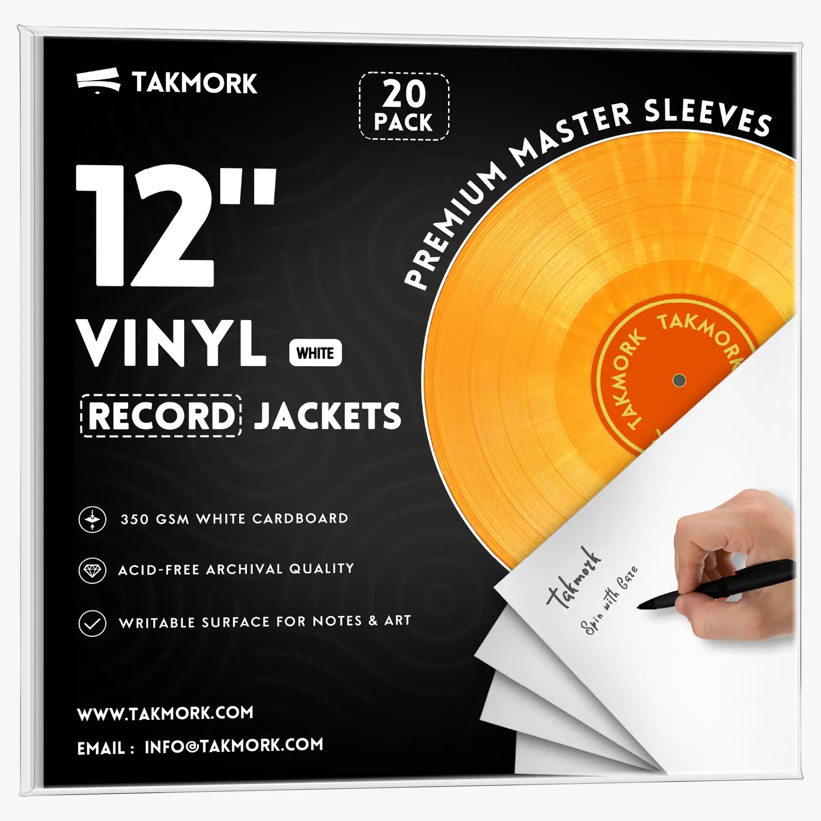 12-Inch White Blank Album Jackets – 350gsm Vinyl Record Covers