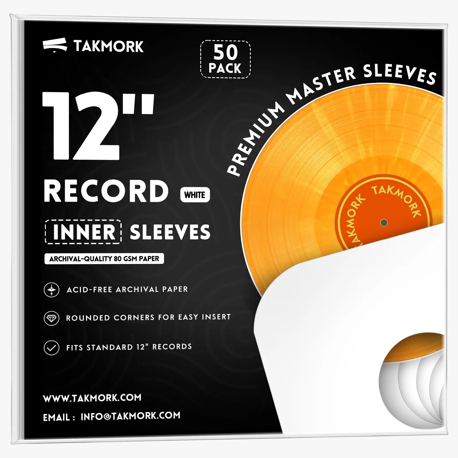 12-Inch Paper Record Inner Sleeves (White)