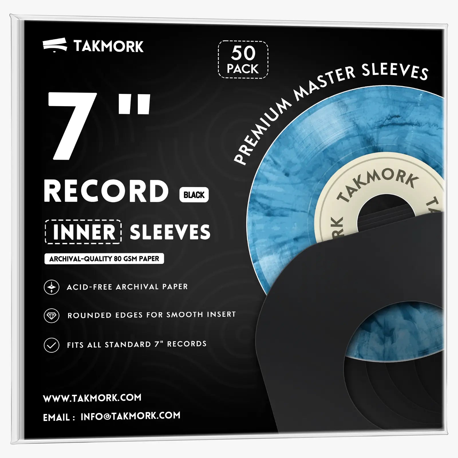 7-Inch Paper Record Inner Sleeves (Black)