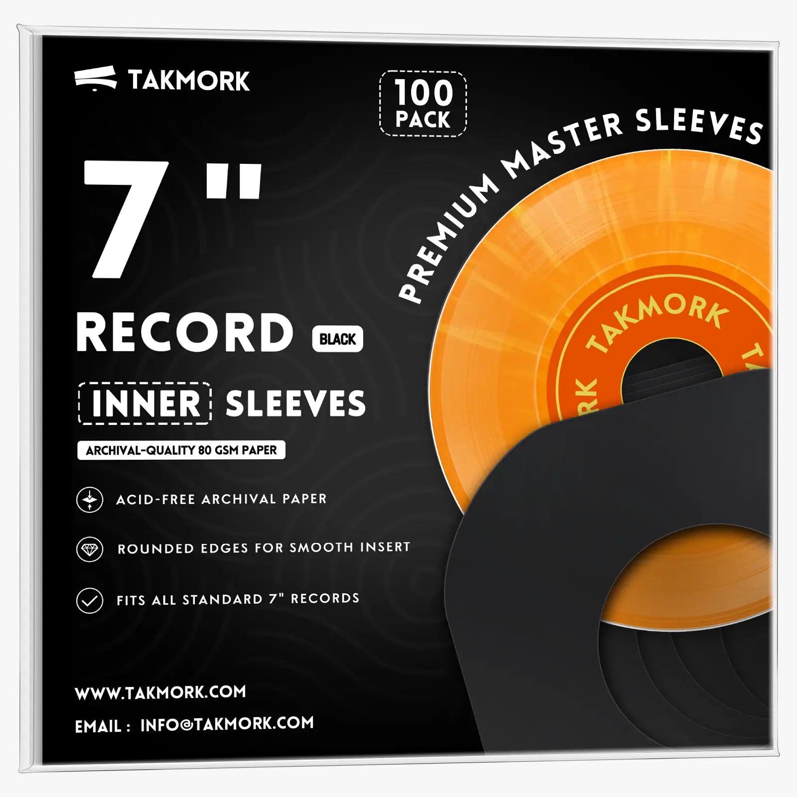 7-Inch Paper Record Inner Sleeves (Black)