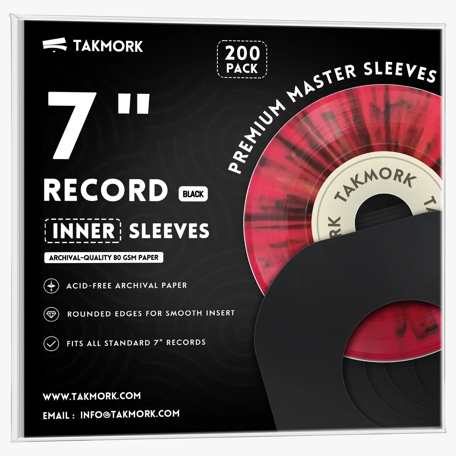 7-Inch Paper Record Inner Sleeves (Black)