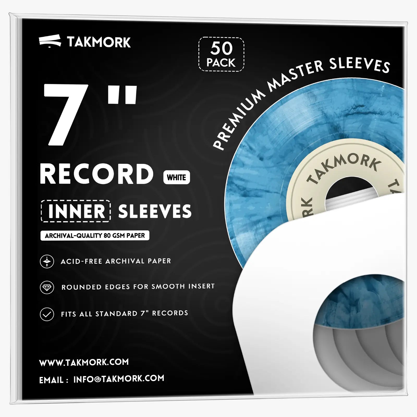 7-Inch Paper Record Inner Sleeves (White)