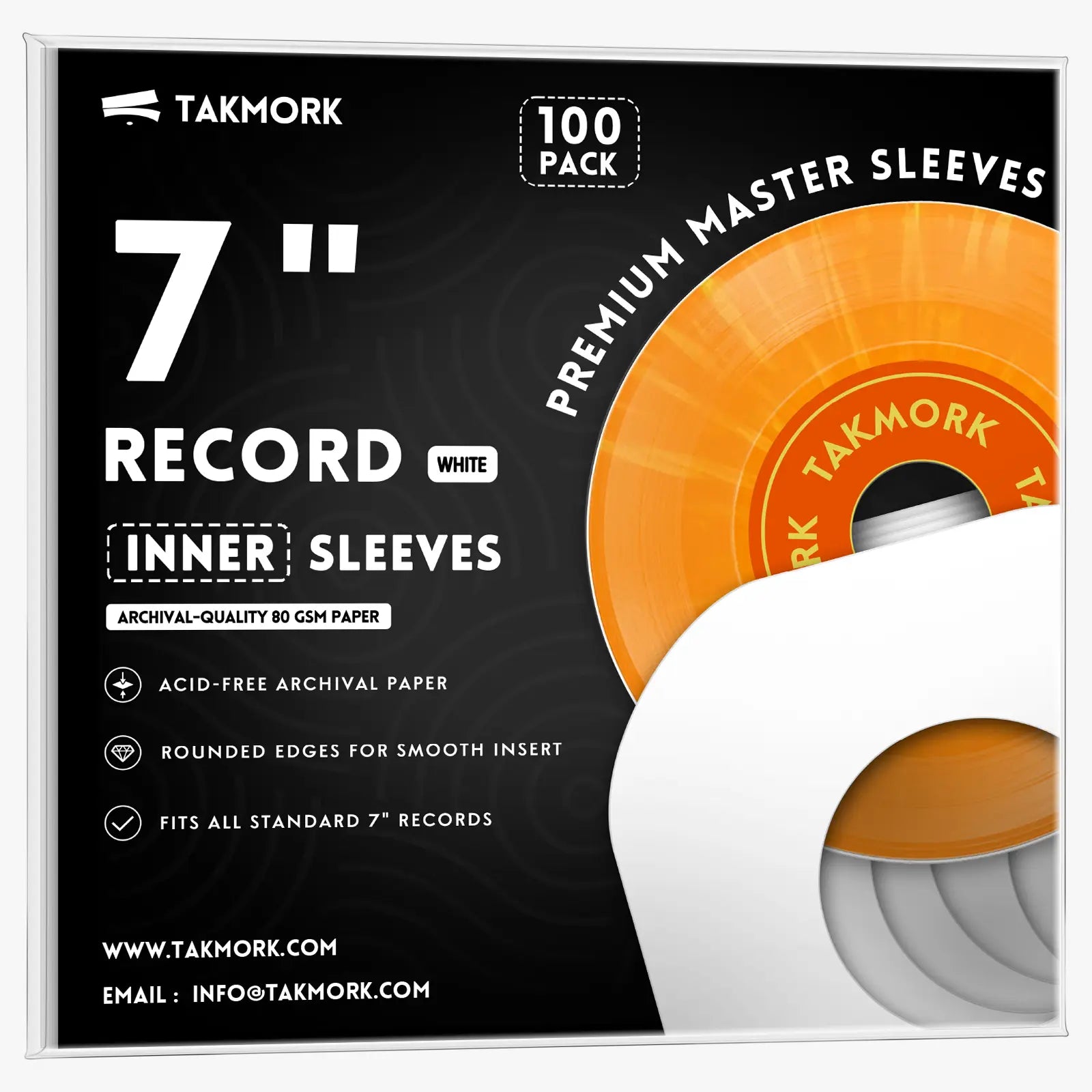 7-Inch Paper Record Inner Sleeves (White)