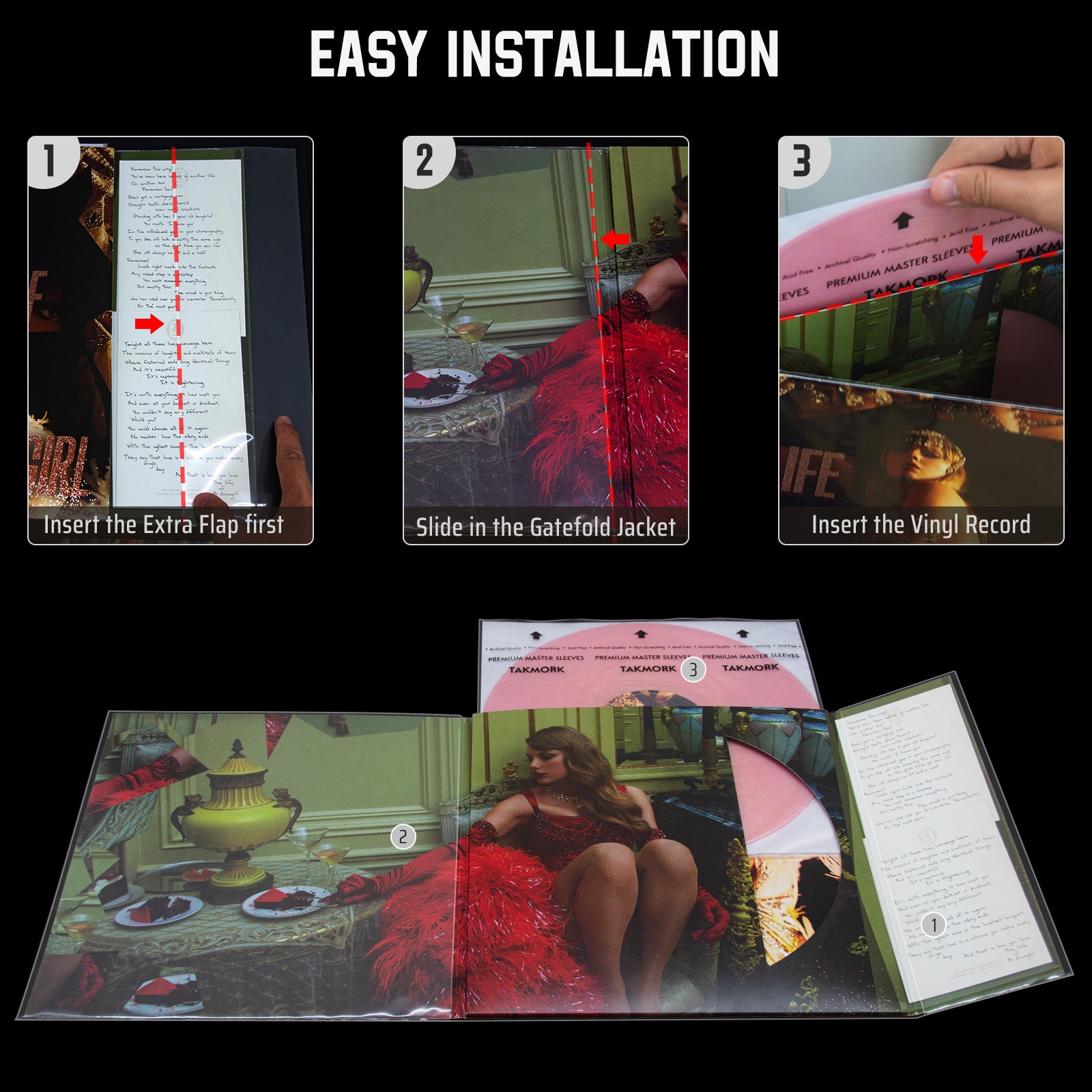 Custom outer sleeve for Taylor Swift The Life of a Showgirl vinyl jacket.