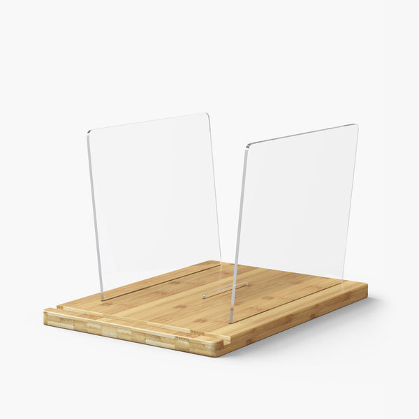 Premium Bamboo & Acrylic Vinyl Record Holder (Holds 45 LPs)