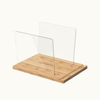 TAKMORK Record Storage Holder is made of high density transparent acrylic sheet with thick bamboo material，The vinyl records holder measures approximately 11 x 14.57 x 9.84 inches，enough to hold about 45 records without worrying about tipping.The simple yet elegant combination of natural wood and clear acrylic ensures it complements various home decoration styles. 